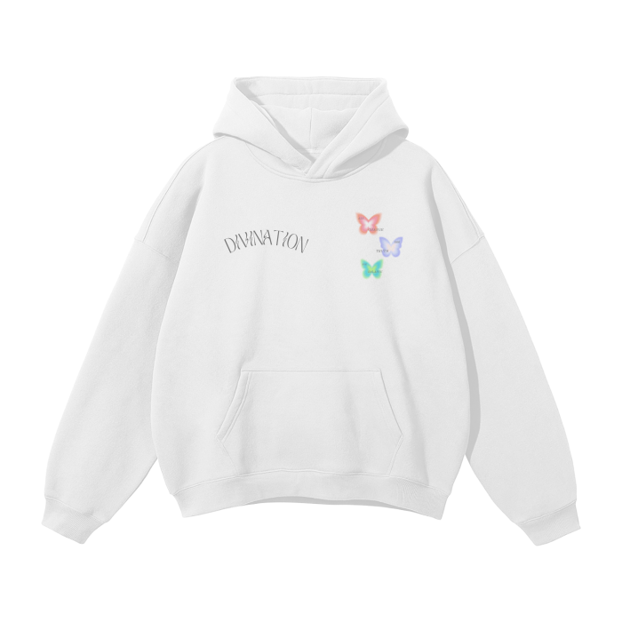 Divination Unisex Oversized White Fleece Hoodie
