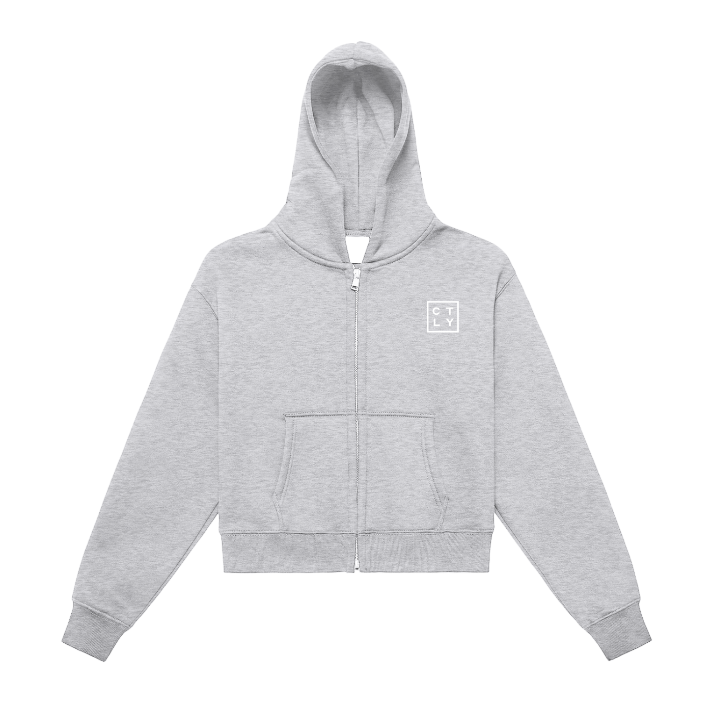 CTLY Signature Series Fleeced Zip-Up Cropped Hoodie