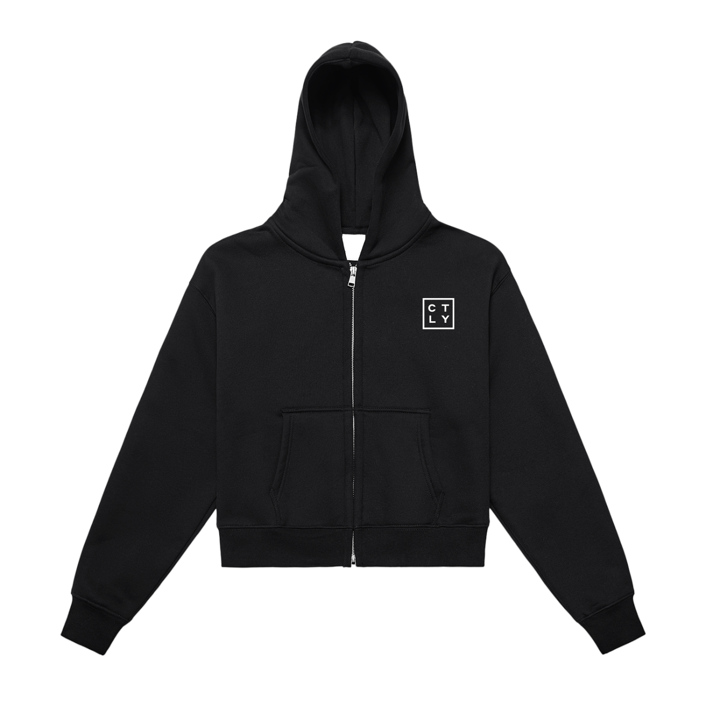 CTLY Fleeced Zip-Up Cropped Hoodie